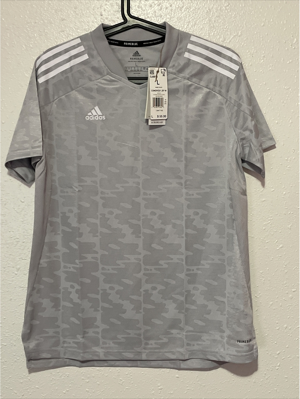Adidas Condivo Women’s Size Large Soccer Jersey Gray/White Printed GJ6813